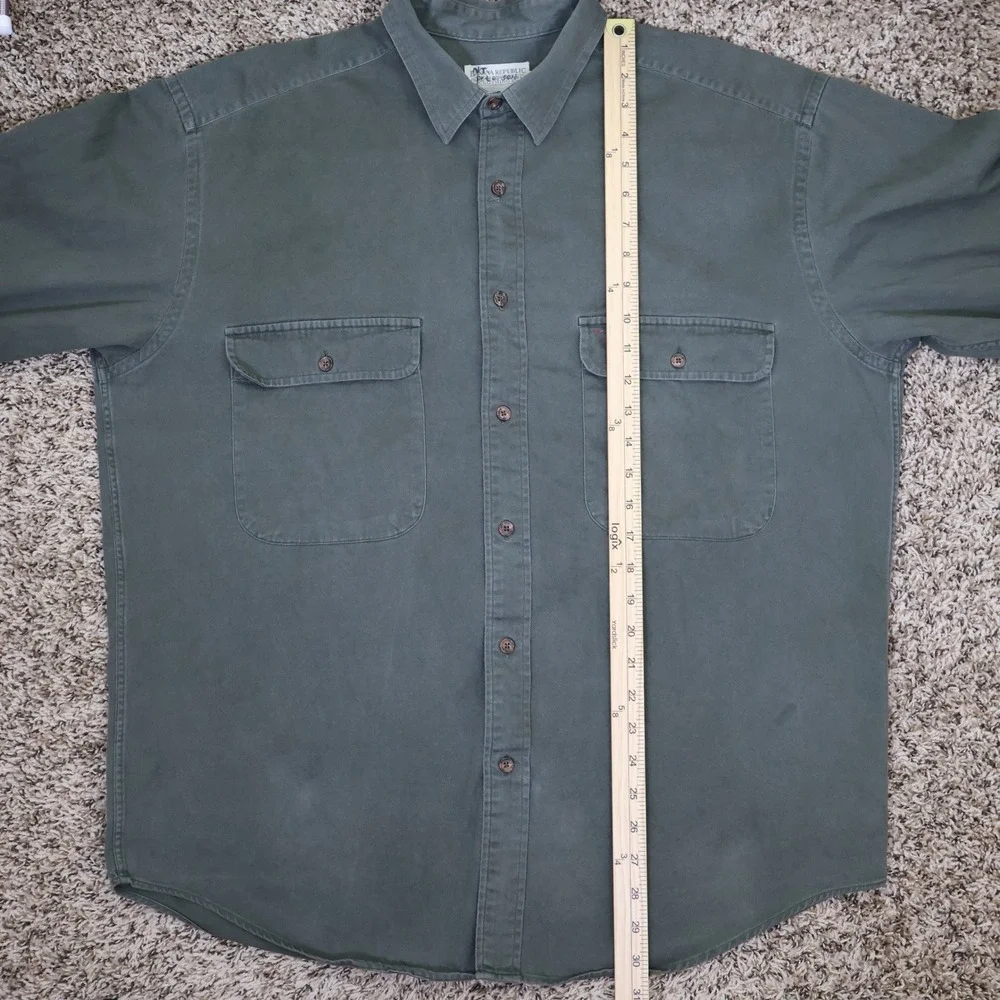 Vintage Banana Republic Safari Travel Button Down‎ Shirt Utility Green Cotton L